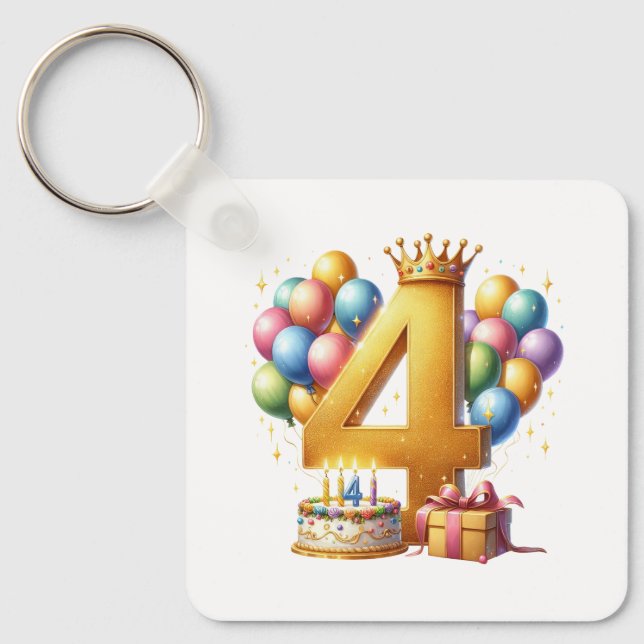 Chaveiro Aniversário de 4 anos dourado (Frente)