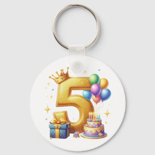 Chaveiro Aniversário de 5 anos dourado