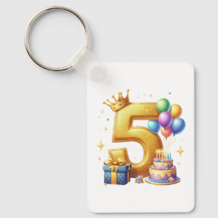 Chaveiro Aniversário de 5 anos dourado