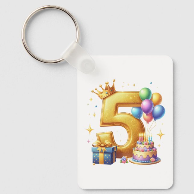 Chaveiro Aniversário de 5 anos dourado (Frente)