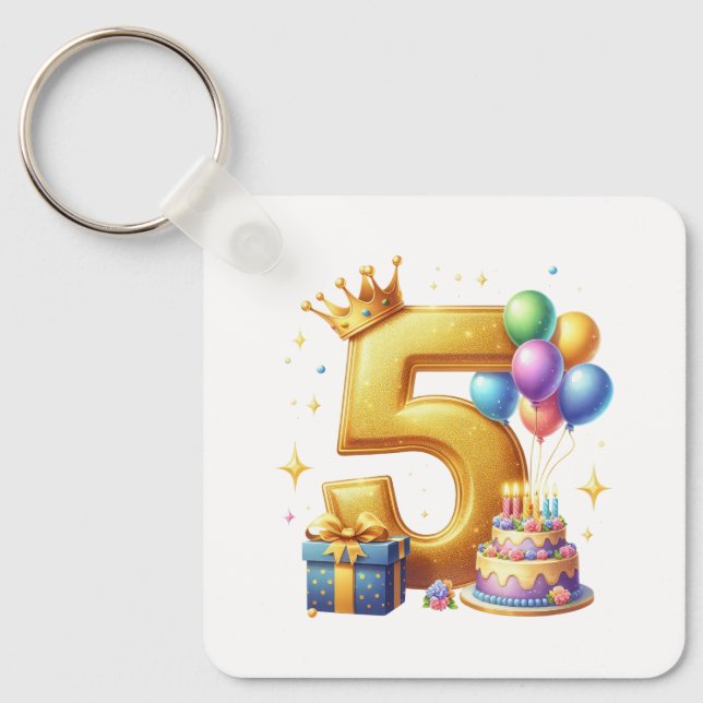 Chaveiro Aniversário de 5 anos dourado (Frente)