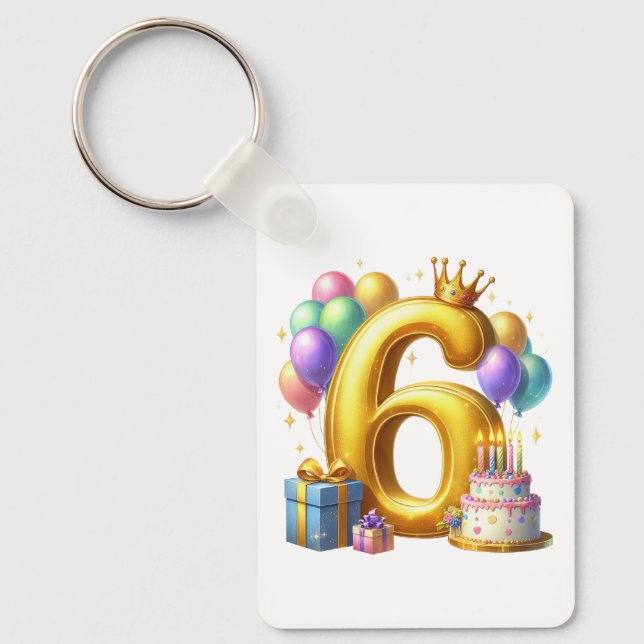 Chaveiro Aniversário de 6 anos dourado (Frente)
