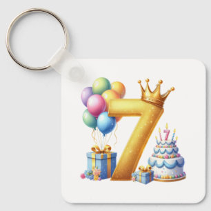 Chaveiro Aniversário de 7 anos dourado