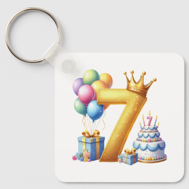 Chaveiro Aniversário de 7 anos dourado (Frente)