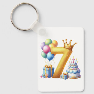 Chaveiro Aniversário de 7 anos dourado