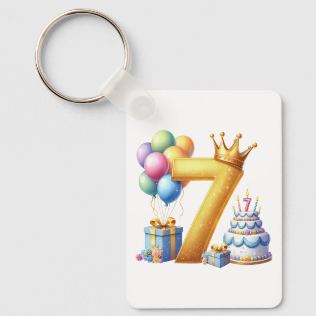 Chaveiro Aniversário de 7 anos dourado (Frente)