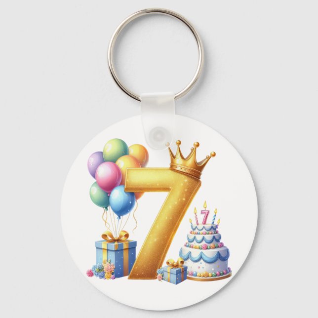 Chaveiro Aniversário de 7 anos dourado (Frente)
