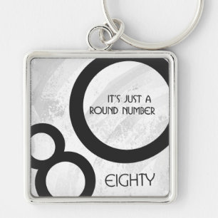 Chaveiro Aniversário de 80 Décadas Branco