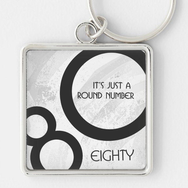 Chaveiro Aniversário de 80 Décadas Branco (Frente)