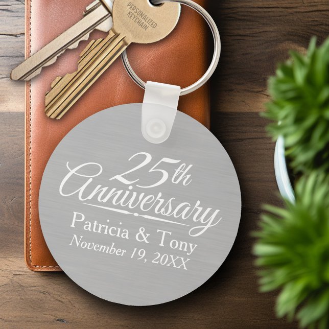 Chaveiro Aniversário de Casamento de 25 Personalizado (Personalized Keychain - Wedding Anniversary Keyring)