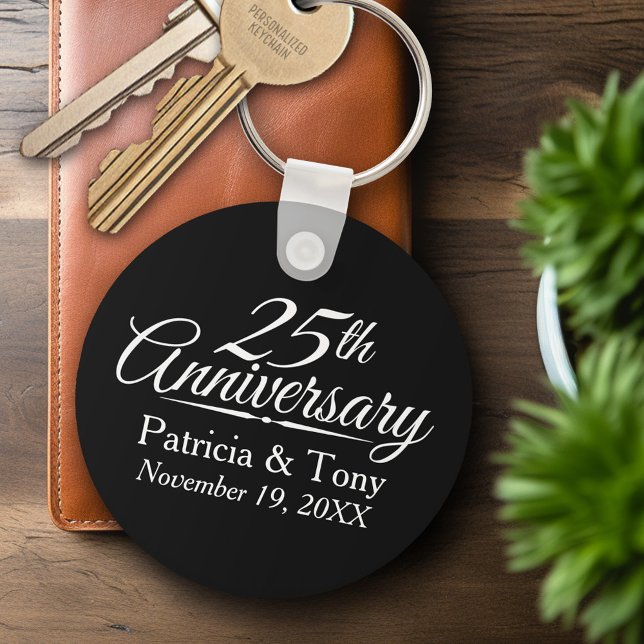 Chaveiro Aniversário de Casamento de 25 Personalizado (Personalized Keychain - Wedding Anniversary Keyring)