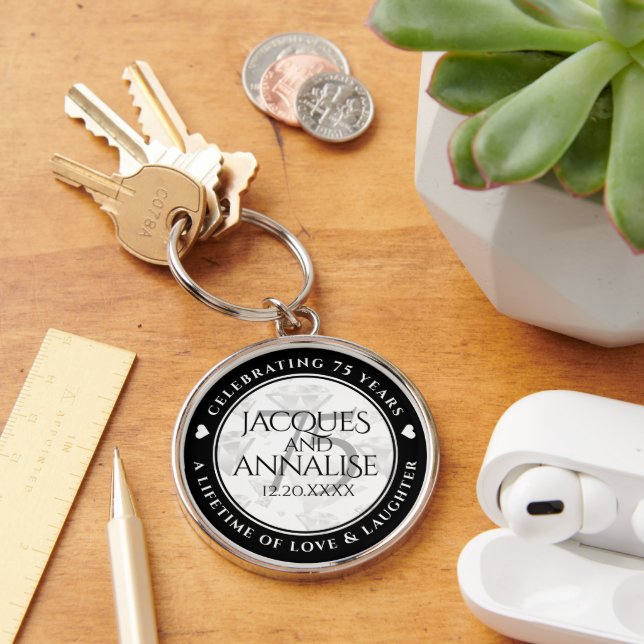 Chaveiro Aniversário de Casamento de Diamante Elegante 75 (Mesa)
