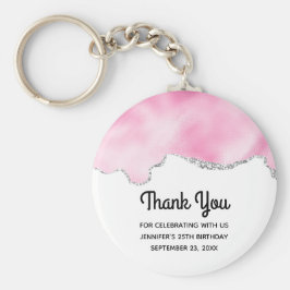 Chaveiro Aniversário do Na moda de Borda Glitter Faux Rosa