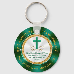 Chaveiro Aniversário Dourado Verde da Igreja Branca Ordena