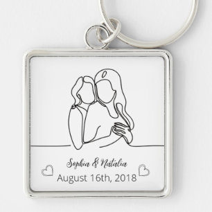 Chaveiro Aniversário lésbico Arte Personalizada de Linha Le