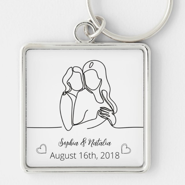 Chaveiro Aniversário lésbico Arte Personalizada de Linha Le (Frente)