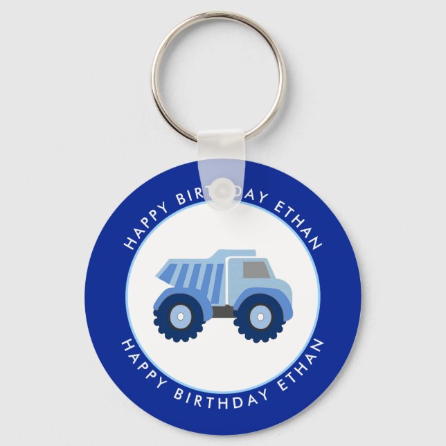 Chaveiro Aniversário Personalizado do Caminhão Azul (Frente)