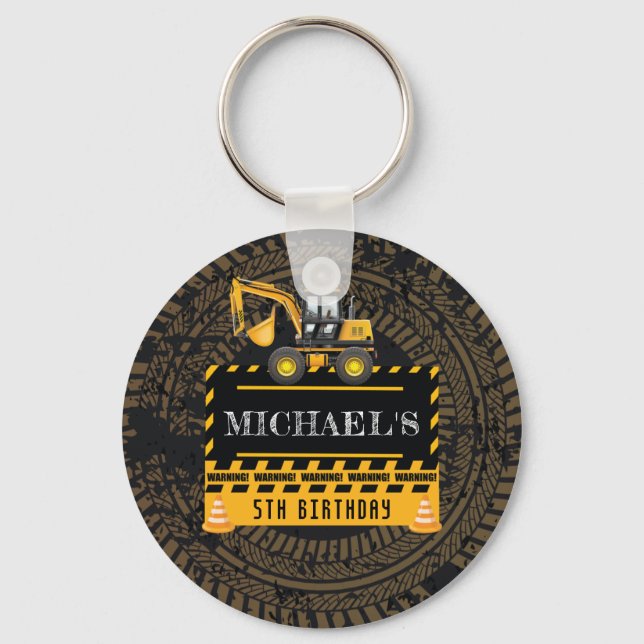 Chaveiro Aniversário Personalizado Em Construção (Frente)