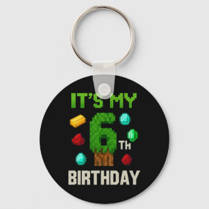 Chaveiro Aniversário Pixelado Nível 6 Gamer Crianças Arte P