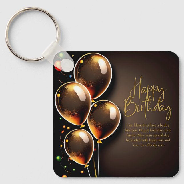 Chaveiro Aniversário Preto e Dourado (Frente)