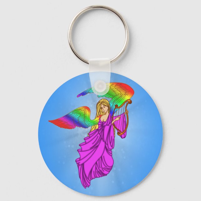 Chaveiro Anjo com Asas Arco-Íris (Frente)