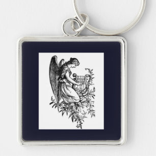 Chaveiro Anjo Com Harpa E Flora