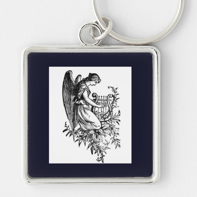 Chaveiro Anjo Com Harpa E Flora (Frente)