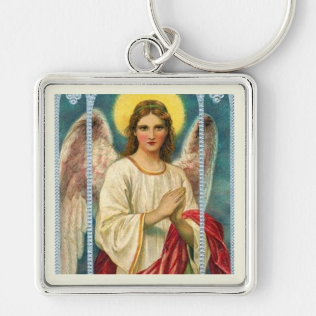 Chaveiro Anjo Com Tríptico de Fita Rosa (Frente)