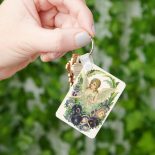 Chaveiro Anjo da Páscoa Vitoriano com Flores de Amor-Perfei