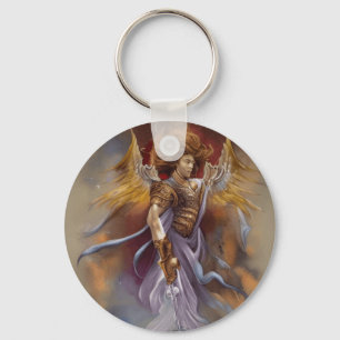 Chaveiro Anjo De Proteção Do Guerreiro Na Lavanda De Aquare