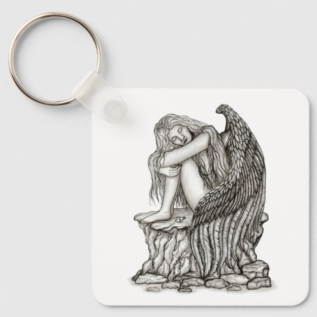 Chaveiro Anjo dormindo na pedra (Frente)