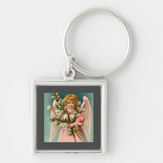 Chaveiro Anjo Fofo de Vestido Rosa (Frente)