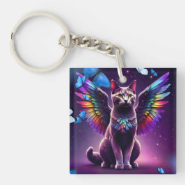 Chaveiro Anjo Gato Arco-íris