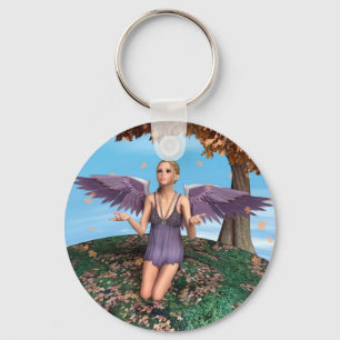 Chaveiro Anjo Orando Roxo Fantasia de Outono Arte