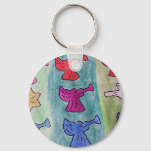 Chaveiro Anjos de Natal com trompetes 