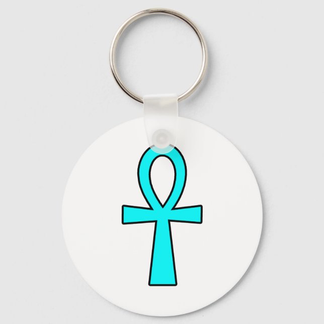 Chaveiro Ankh Egípcio Hieroglifo Cross Key Life Blue (Frente)