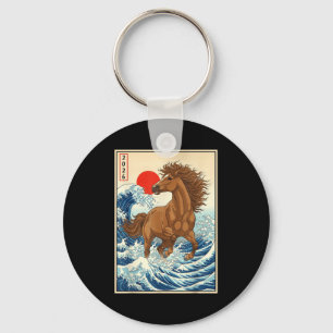 Chaveiro Ano 2026 do Cavalo Arte da Onda Japonesa Ano Novo