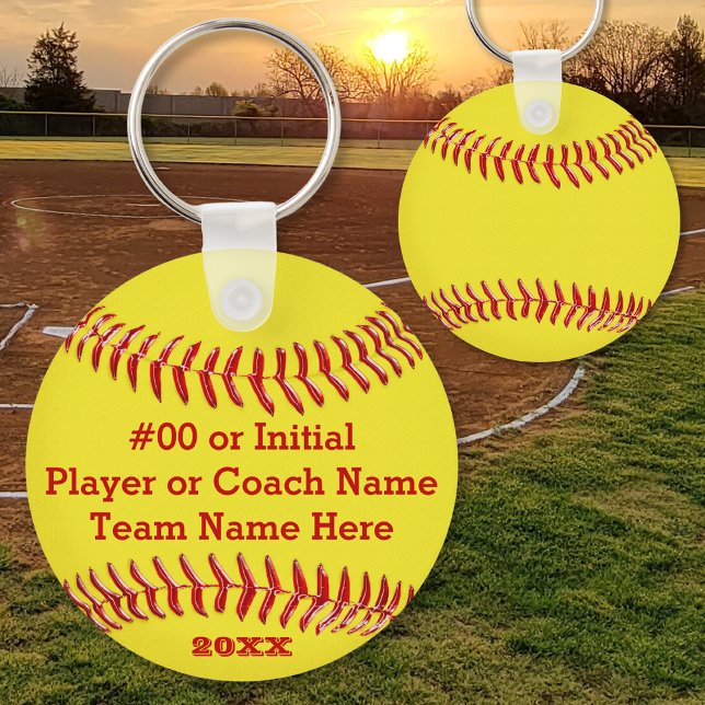 Chaveiro ANO, Nome da Equipe, Presentes de Softball em BULK (Personalized Softball Keychains. Cheap softball team gifts for girls. Softball goodie bag ideas. )
