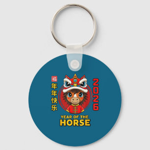 Chaveiro Ano novo chinês 2026 ano do cavalo retro elegante