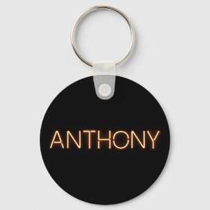 Chaveiro Anthony name in glowing neon lights