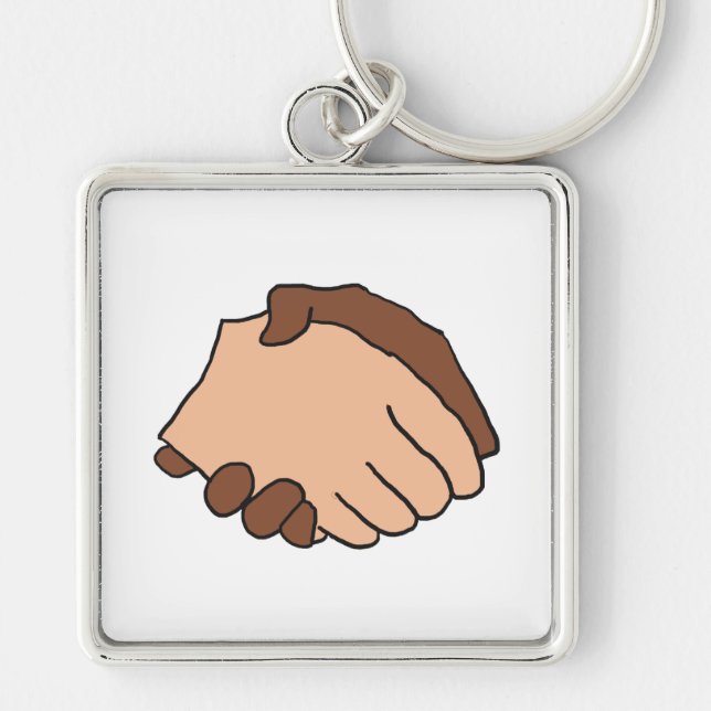Chaveiro Anti-Racista de aperto de mão preto e branco (Frente)