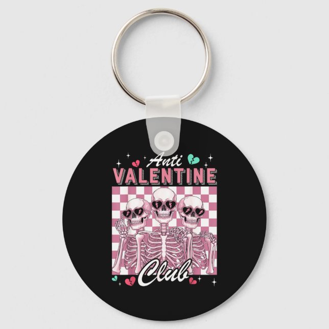Chaveiro Anti Valentine Club Skeleton Funny Single Valentin (Frente)