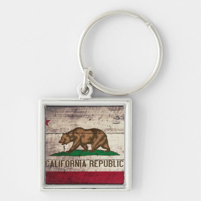 Chaveiro Antiga bandeira da Califórnia em Wooden (Frente)