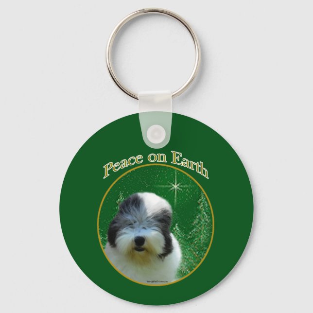 Chaveiro Antiga Paz de Sheepdog Inglês (Frente)