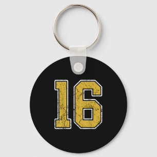 Chaveiro Antigo Dourado Black White Srts Número 16 Jersey U