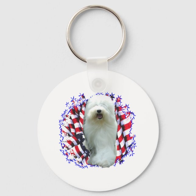 Chaveiro Antigo Sheepdog Patriot Inglês (Frente)