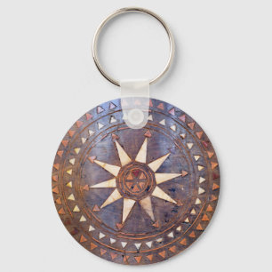 Chaveiro antigo símbolo grego madeira motif étnico do sol e