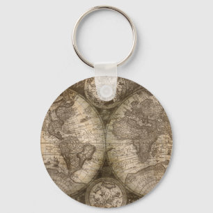 Chaveiro Antigos Continentes de Mapa do Atlas do Velho Mund