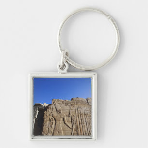 Chaveiro Antigos hieróglifos na parede, Templo de Karnak,