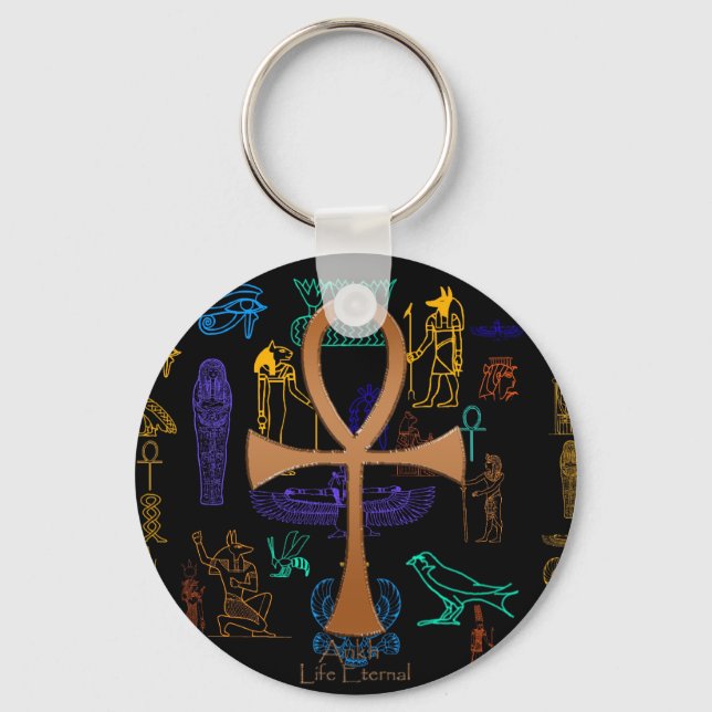 Chaveiro Antigos Símbolos de Arte Egípcios e Cobre Ankh (Frente)